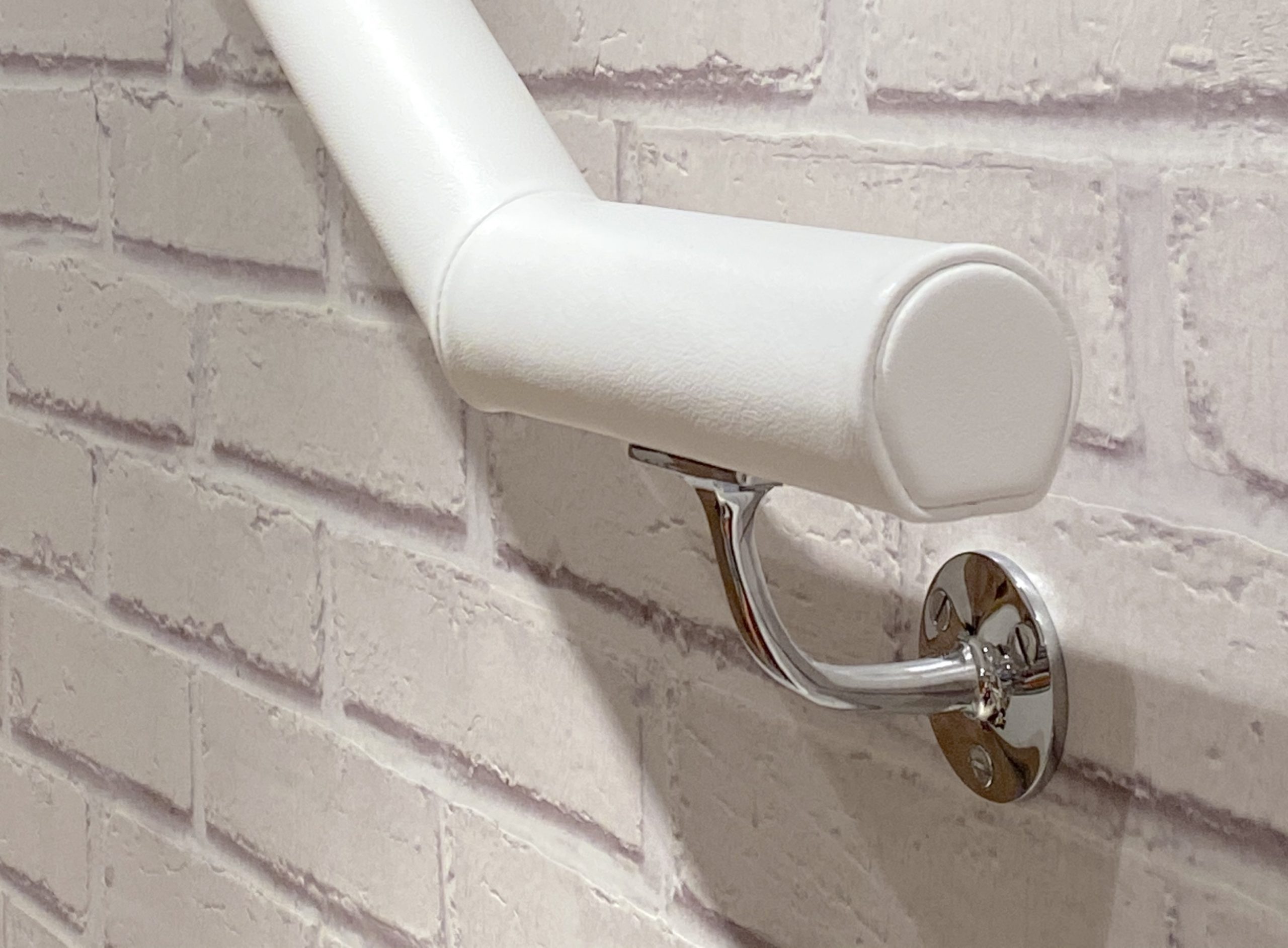 bespoke white leather handrail