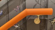 orange leather handrail with brass brackets