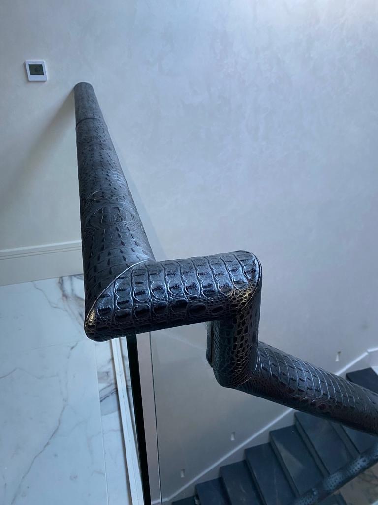 Croc embossed leather handrail