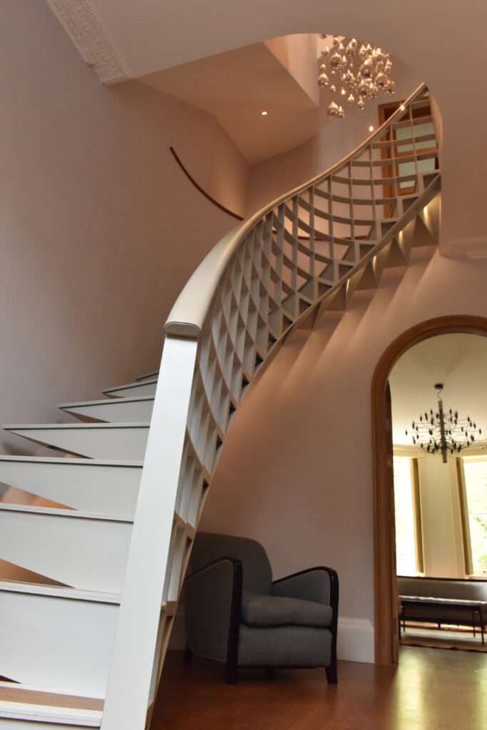 handcrafted handrail in leather