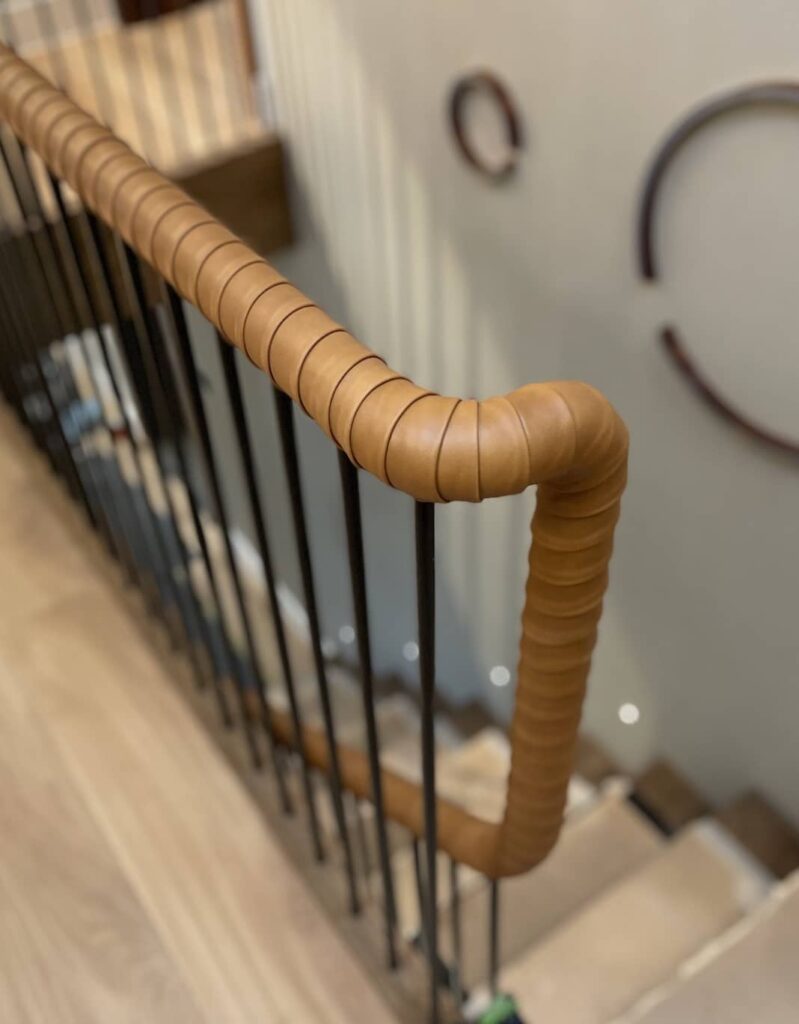 tan tennis wrap leather handrail