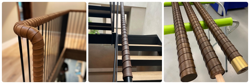 tennis wrapped leather handrails